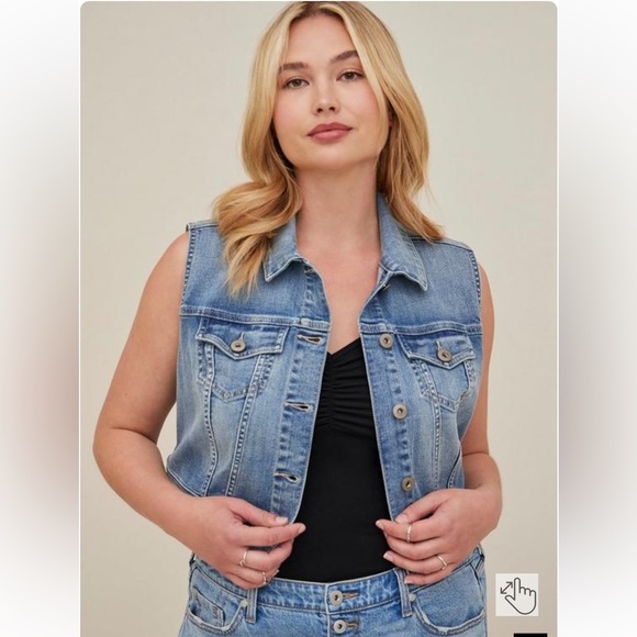 torrid Jackets & Blazers - Torrid denim cropped vest in color country roads